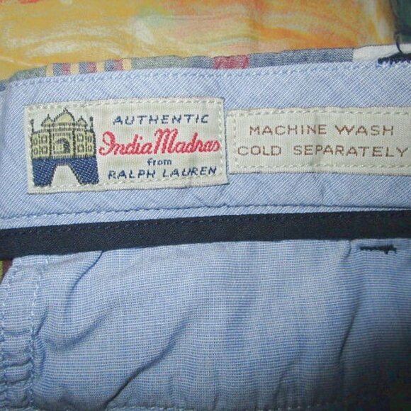 Polo RALPH LAUREN Indian MADRAS Cotton Size 36 SHORTS Red PLAID Chino CHECK Blue - Picture 4 of 10
